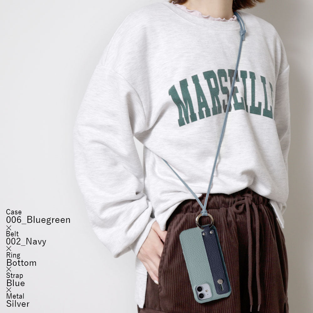 Genuine leather 32 colors Italian shrink leather hand belt & ring shoulder strap (no metal fitting adjustment) included back case AQUOS series