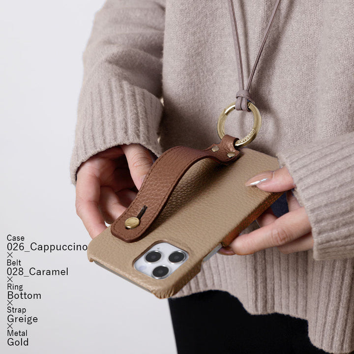 Genuine leather 32 colors Italian shrink leather hand belt & ring shoulder strap (no metal fitting adjustment) included back case AQUOS series