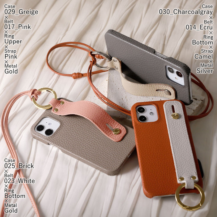 Genuine leather 32 colors Italian shrink leather hand belt & ring shoulder strap (no metal fitting adjustment) included back case AQUOS series
