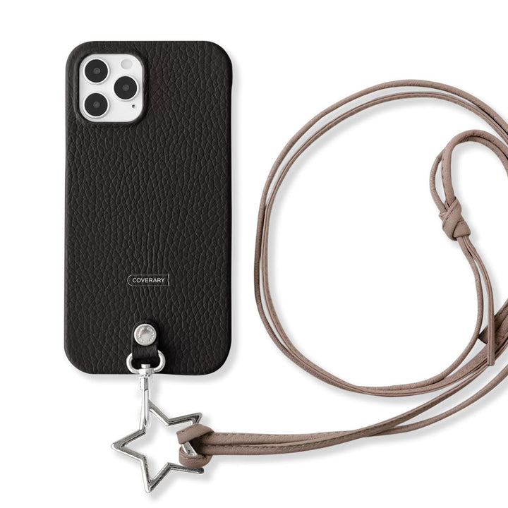 本革 32色 イタリアンシュリンクレザー 星型リングショルダーストラップ(金具調整なし)付き 背面ケース iPhoneシリーズ