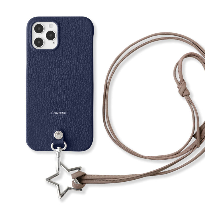 本革 32色 イタリアンシュリンクレザー 星型リングショルダーストラップ(金具調整なし)付き 背面ケース iPhoneシリーズ