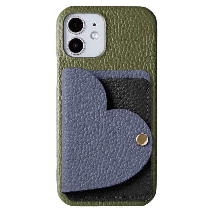 Genuine leather 32 colors Italian shrink leather with heart mirror card case back case Galaxy series