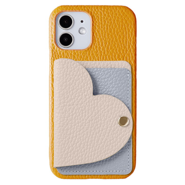 Genuine leather 32 colors Italian shrink leather with heart mirror card case back case Galaxy series