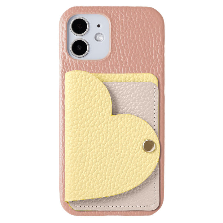Genuine leather 32 colors Italian shrink leather with heart mirror card case back case Galaxy series