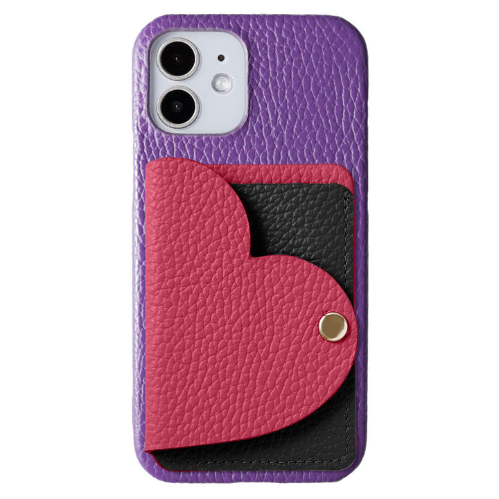Genuine leather 32 colors Italian shrink leather with heart mirror card case back case Galaxy series