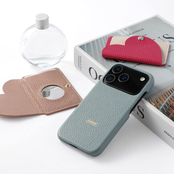 Genuine leather 32 colors Italian shrink leather with heart mirror card case back case Xperia series