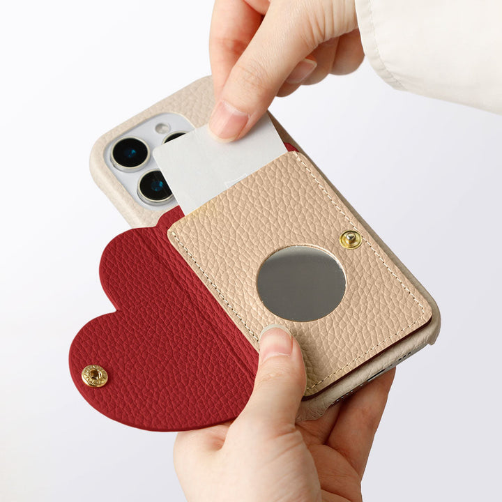 Cuir véritable 32 couleurs cuir italien grainé avec porte-cartes miroir en forme de cœur coque arrière série Google Pixel
