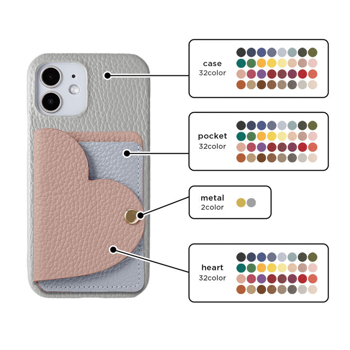 Cuir véritable 32 couleurs cuir italien grainé avec porte-cartes miroir en forme de cœur coque arrière série Google Pixel