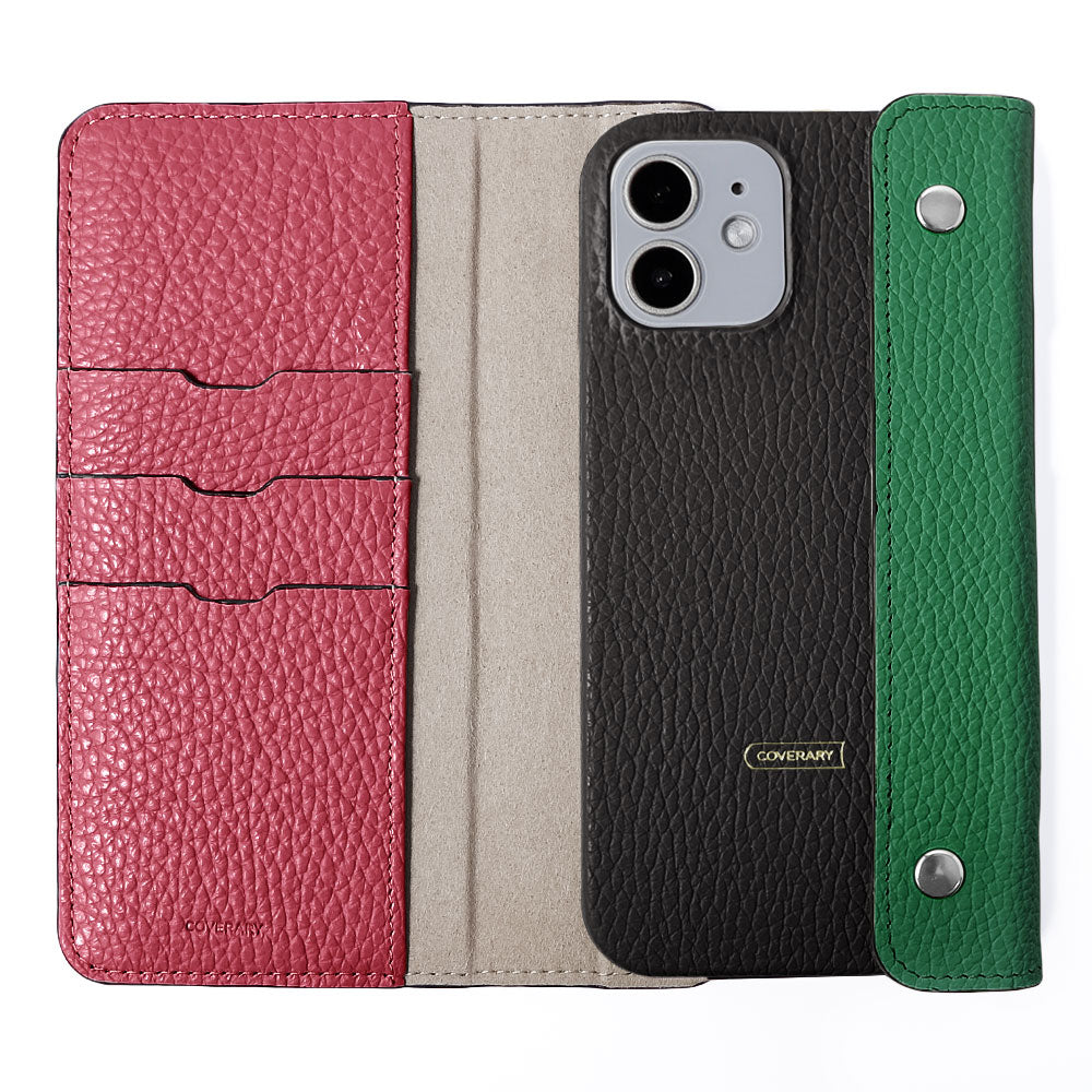 Genuine leather 32 colors Italian shrink leather with half pocket cover back case