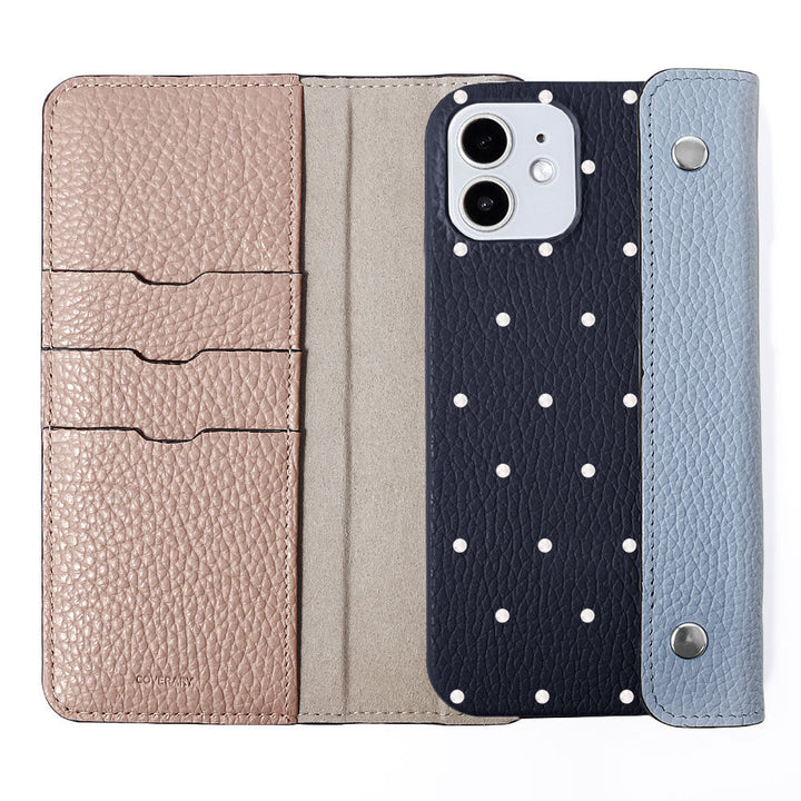 Genuine leather Italian shrink leather half pocket cover with dot pattern back case Google Pixel series