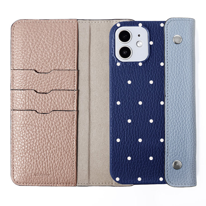 Genuine leather Italian shrink leather half pocket cover with dot pattern back case AQUOS series