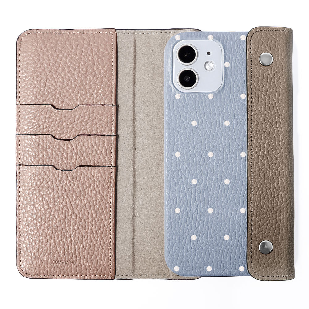 Genuine leather Italian shrink leather half pocket cover with dot pattern back case AQUOS series