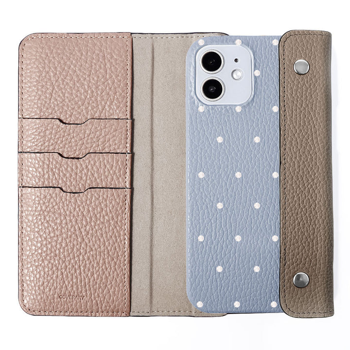 Genuine leather Italian shrink leather half pocket cover with dot pattern back case AQUOS series