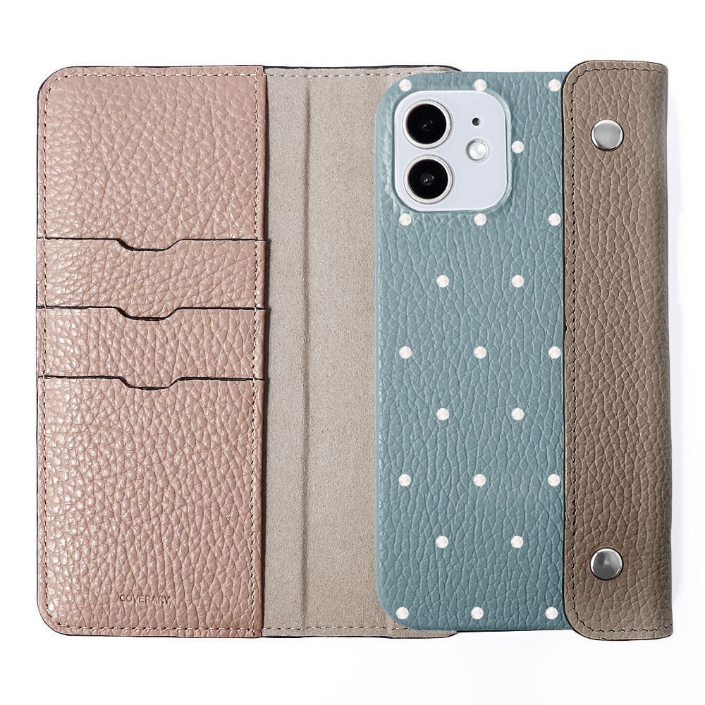 Genuine leather Italian shrink leather half pocket cover with dot pattern back case AQUOS series