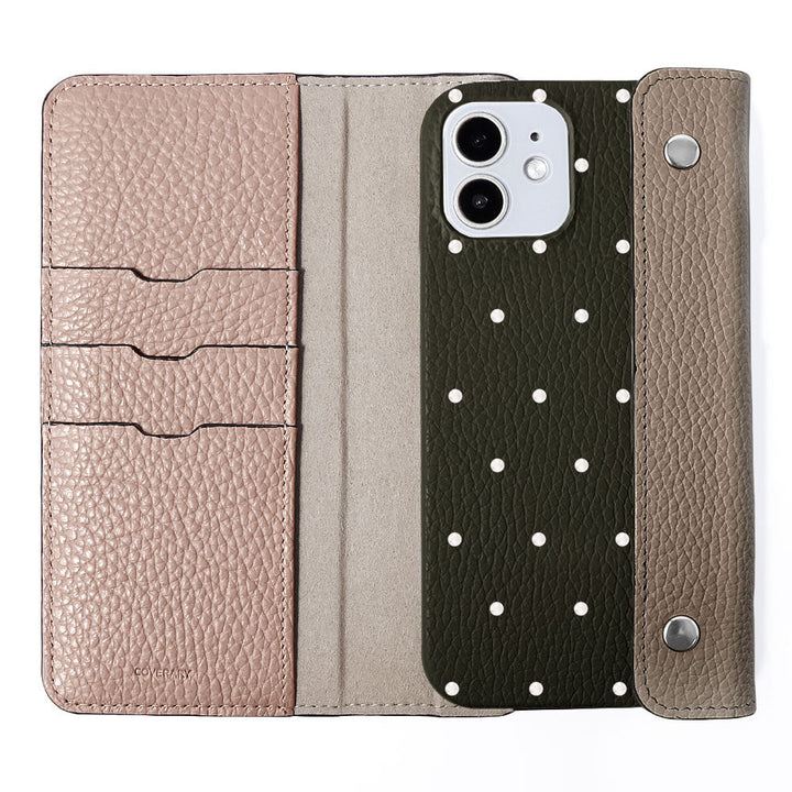 Genuine leather Italian shrink leather half pocket cover with dot pattern back case Google Pixel series