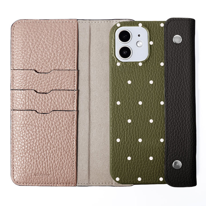 Genuine leather Italian shrink leather half pocket cover with dot pattern back case Google Pixel series