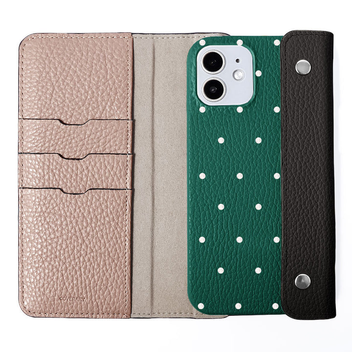 Genuine leather Italian shrink leather half pocket cover with dot pattern back case Google Pixel series