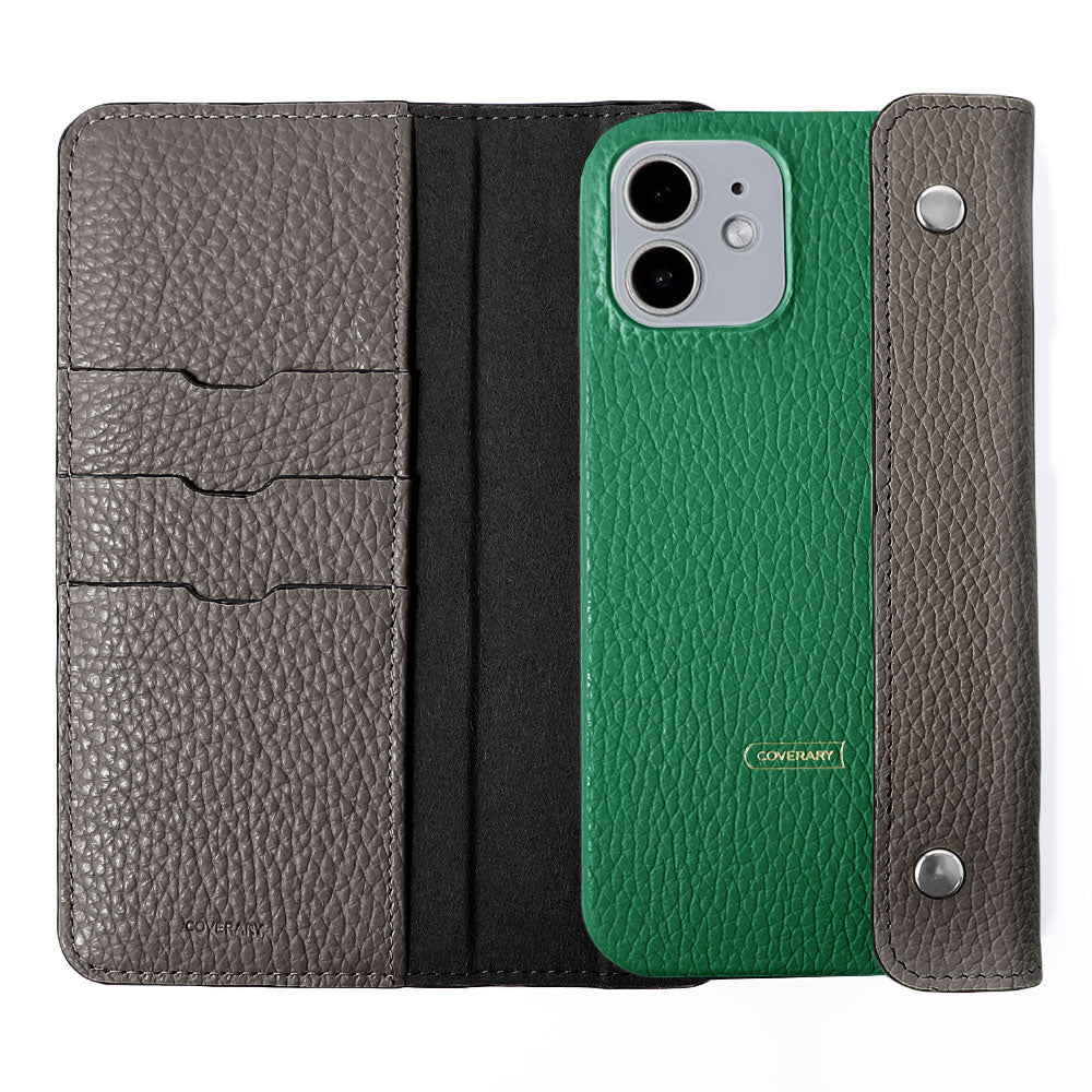 Genuine leather 32 colors Italian shrink leather with half pocket cover back case