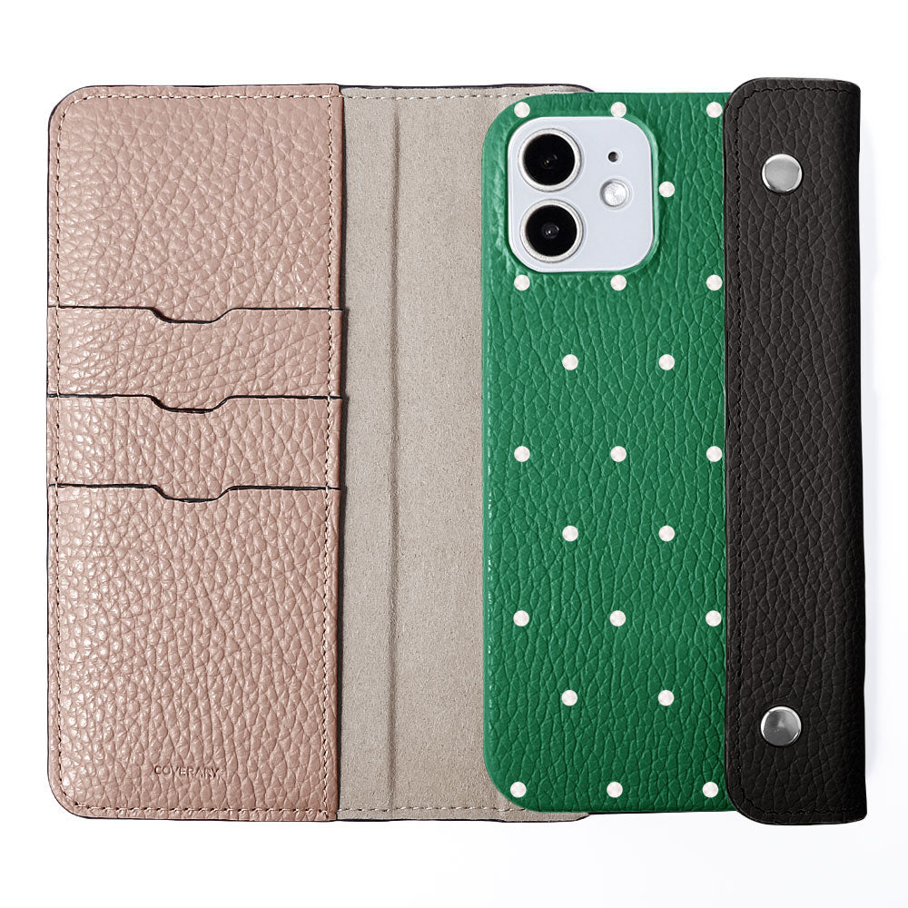 Genuine leather Italian shrink leather half pocket cover with dot pattern back case Google Pixel series