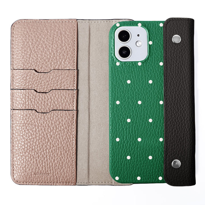 Genuine leather Italian shrink leather half pocket cover with dot pattern back case Google Pixel series