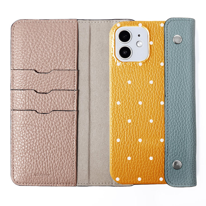 Genuine leather Italian shrink leather half pocket cover with dot pattern back case Google Pixel series