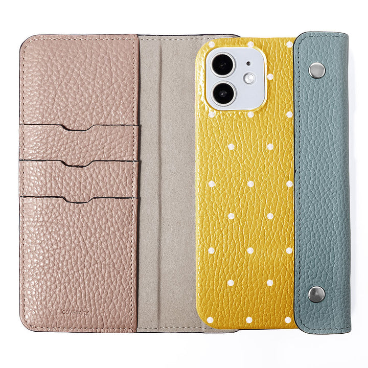 Genuine leather Italian shrink leather half pocket cover with dot pattern back case AQUOS series