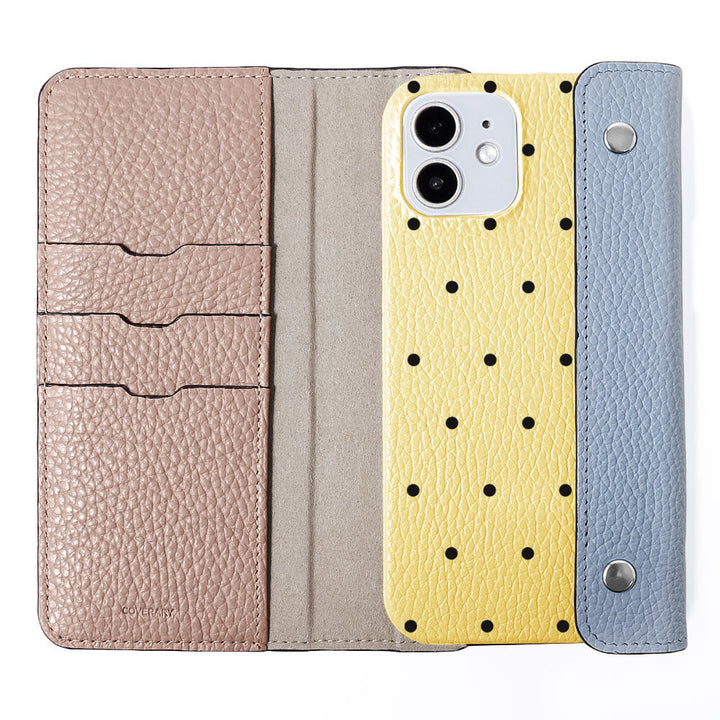 Genuine leather Italian shrink leather with half pocket cover dot pattern back case Xperia series