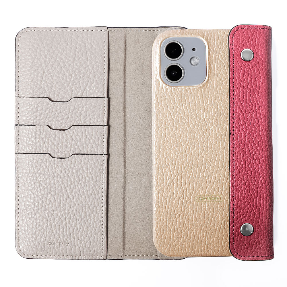 Genuine leather 32 colors Italian shrink leather with half pocket cover back case