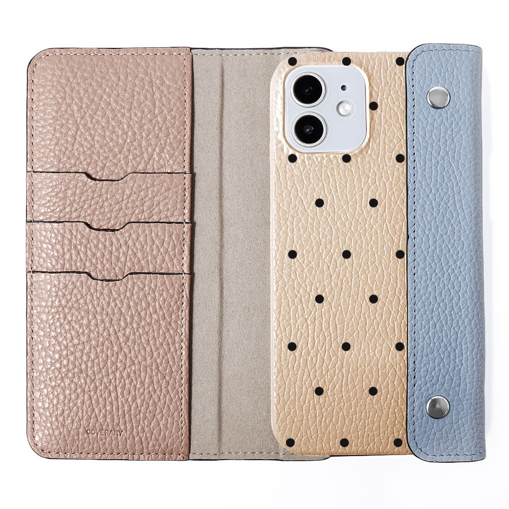 Genuine leather Italian shrink leather half pocket cover with dot pattern back case Google Pixel series