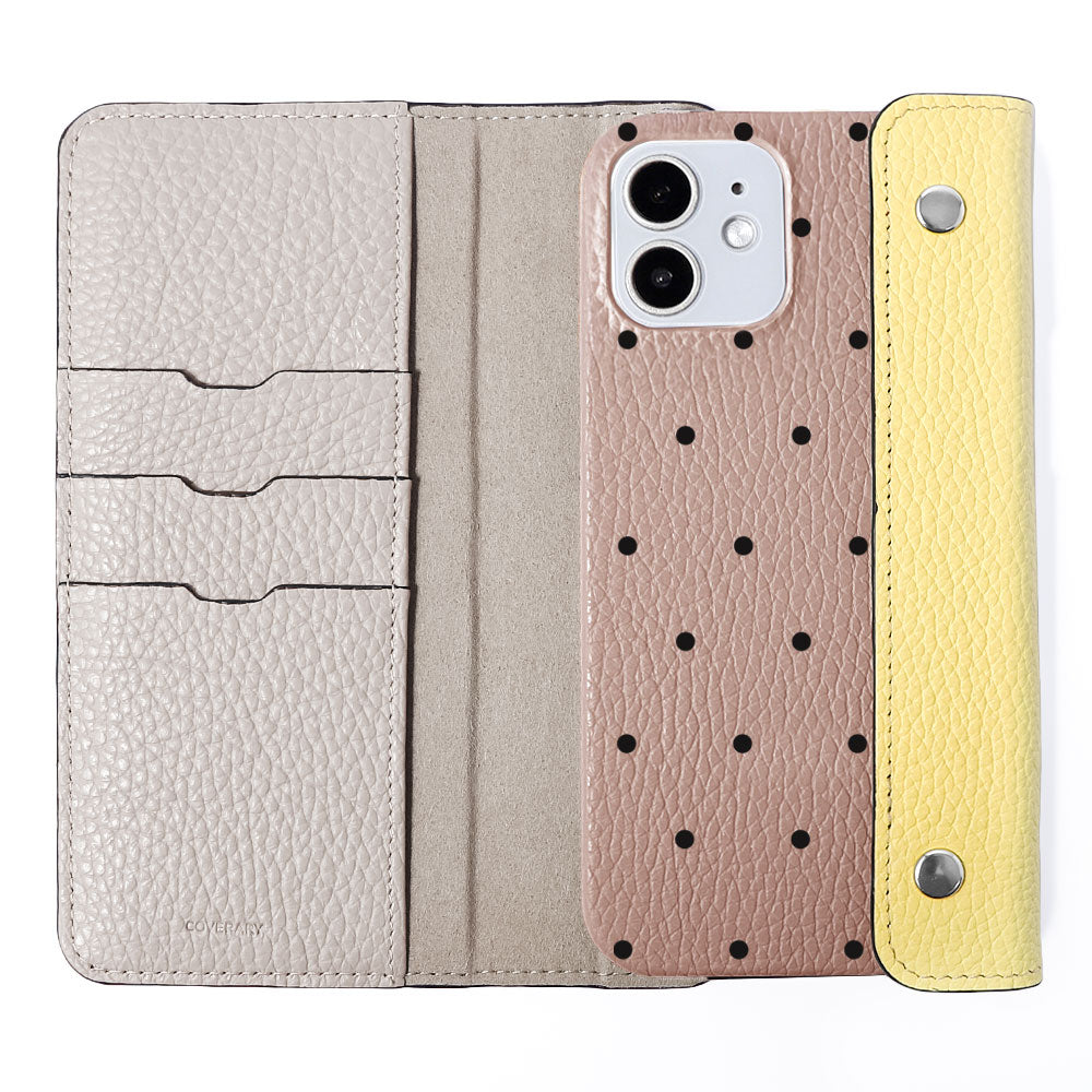 Genuine leather Italian shrink leather half pocket cover with dot pattern back case Google Pixel series