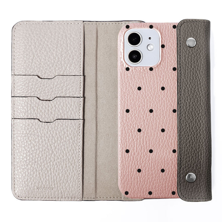 Genuine leather Italian shrink leather half pocket cover with dot pattern back case Google Pixel series