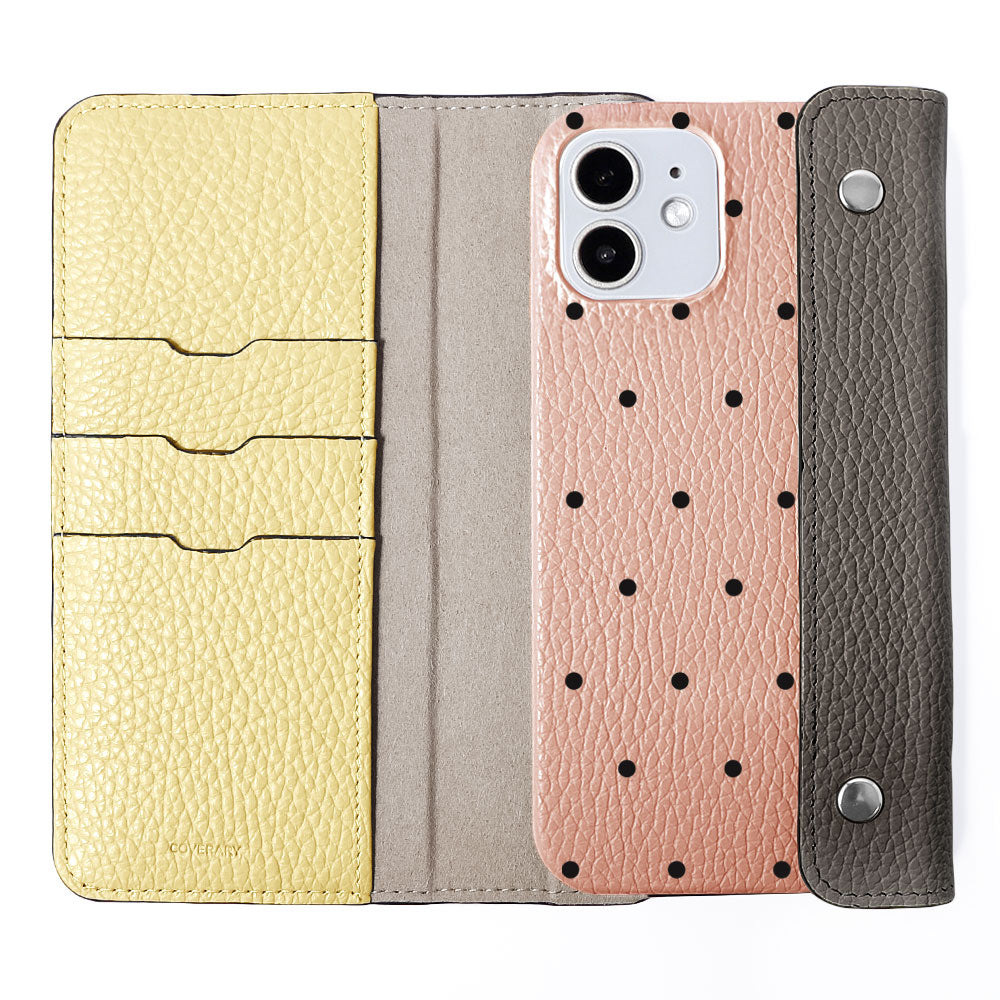 Genuine leather Italian shrink leather with half pocket cover dot pattern back case Xperia series