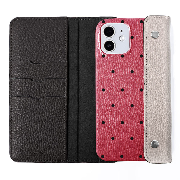 Genuine leather Italian shrink leather half pocket cover with dot pattern back case AQUOS series