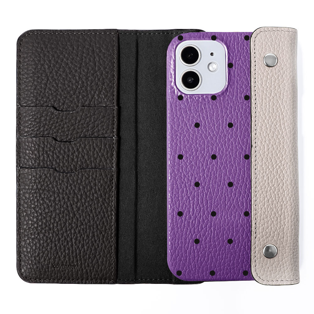 Genuine leather Italian shrink leather half pocket cover with dot pattern back case AQUOS series