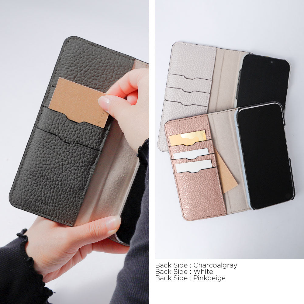 Genuine leather 32 colors Italian shrink leather with half pocket cover back case