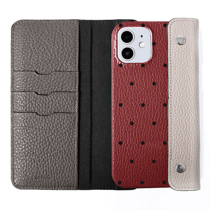 Genuine leather Italian shrink leather half pocket cover with dot pattern back case Google Pixel series