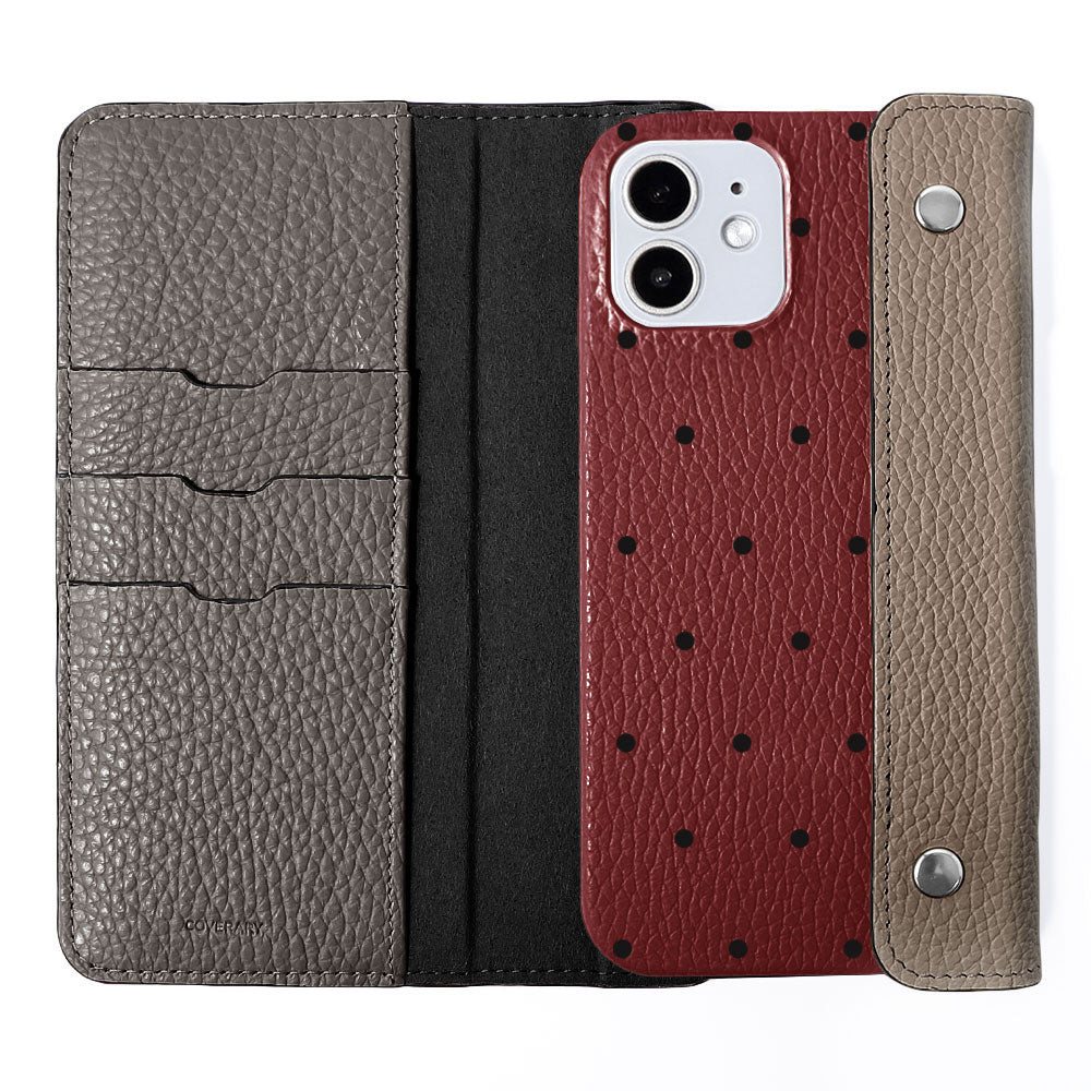Genuine leather Italian shrink leather with half pocket cover dot pattern back case Xperia series