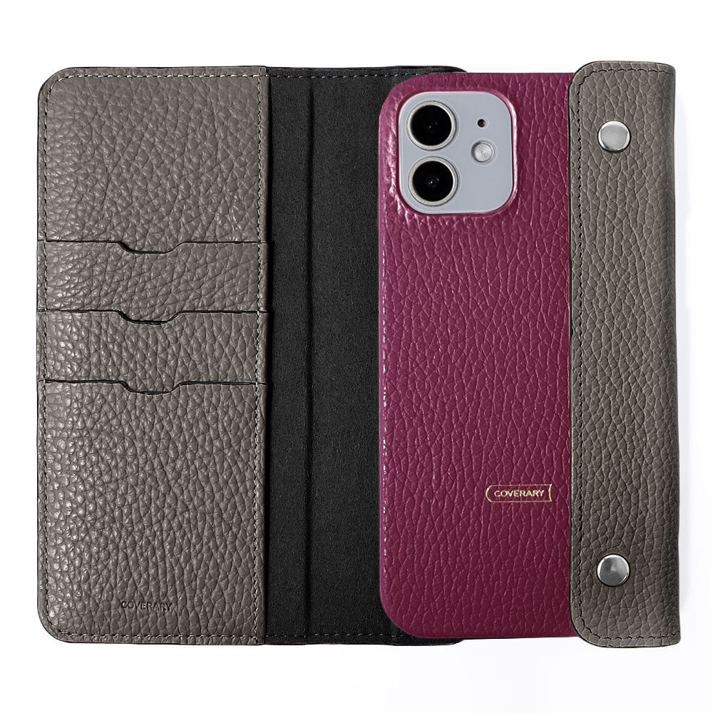 Genuine leather 32 colors Italian shrink leather with half pocket cover back case