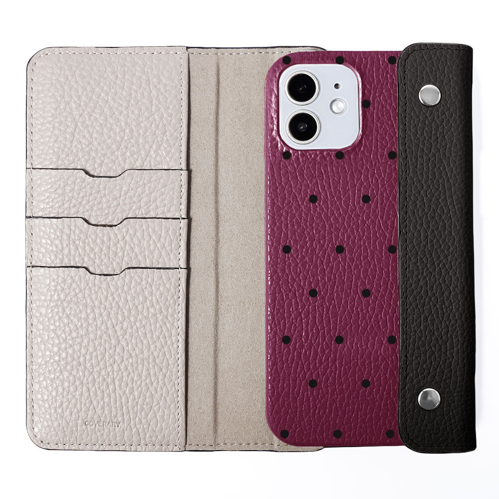 Genuine leather Italian shrink leather half pocket cover with dot pattern back case Google Pixel series