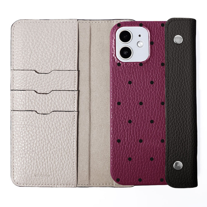 Genuine leather Italian shrink leather half pocket cover with dot pattern back case AQUOS series