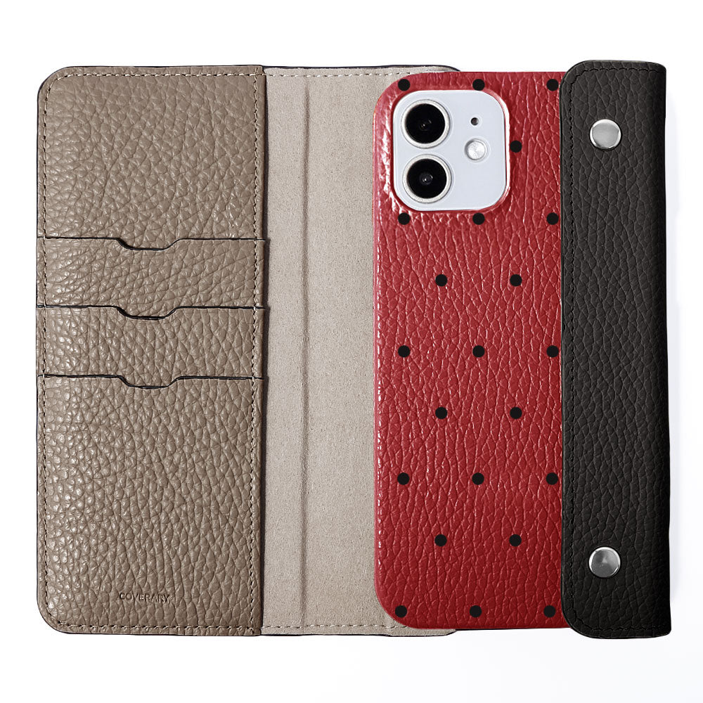 Genuine leather Italian shrink leather half pocket cover with dot pattern back case AQUOS series