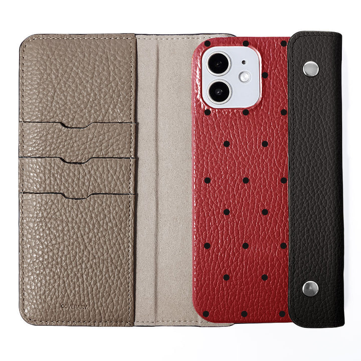 Genuine leather Italian shrink leather with half pocket cover dot pattern back case Xperia series