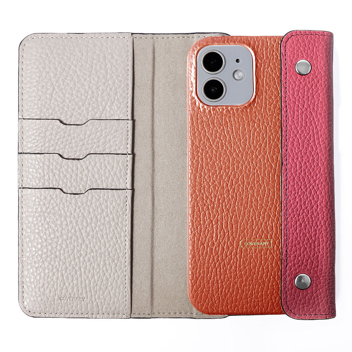 Genuine leather 32 colors Italian shrink leather with half pocket cover back case