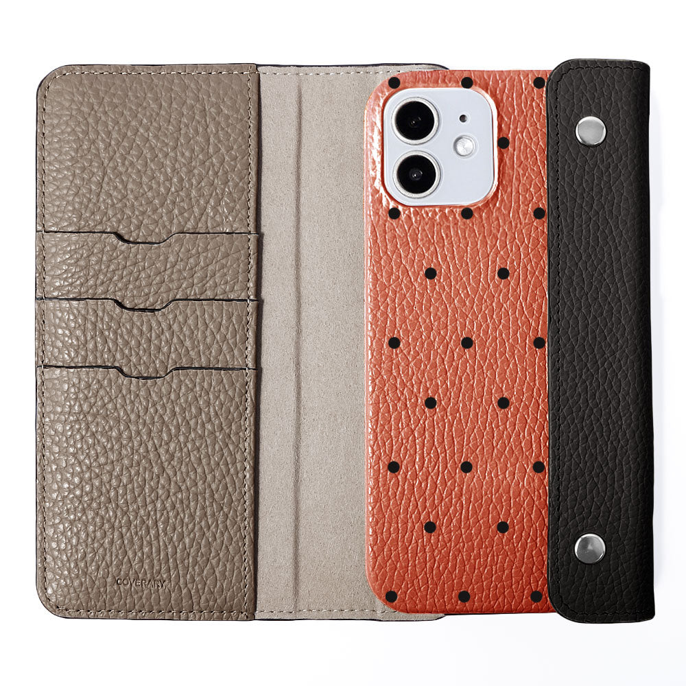 Genuine leather Italian shrink leather half pocket cover with dot pattern back case AQUOS series