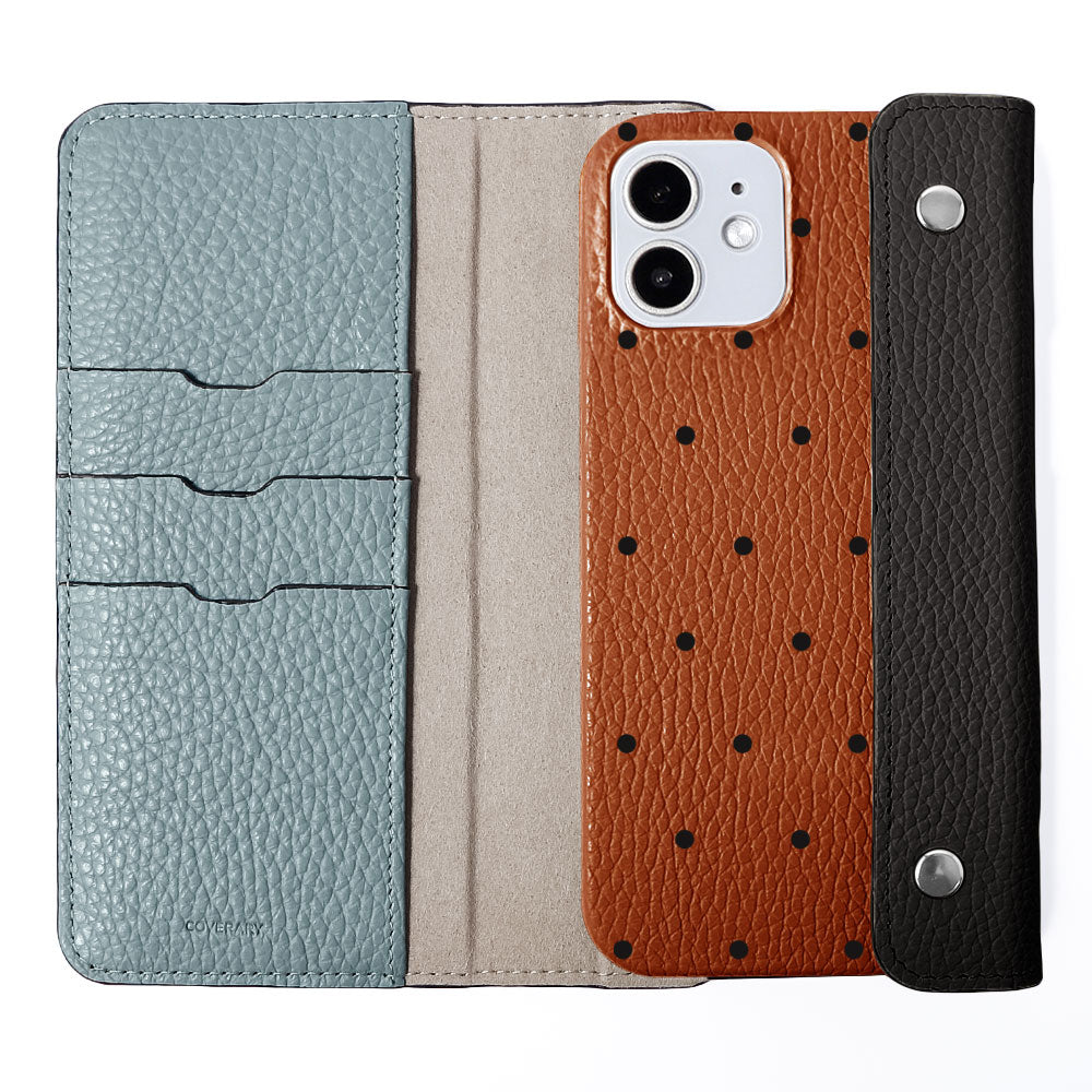 Genuine leather Italian shrink leather half pocket cover with dot pattern back case AQUOS series