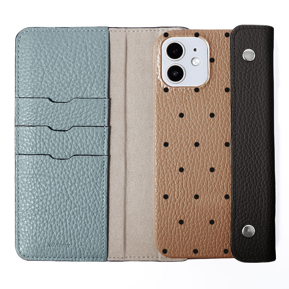 Genuine leather Italian shrink leather half pocket cover with dot pattern back case AQUOS series