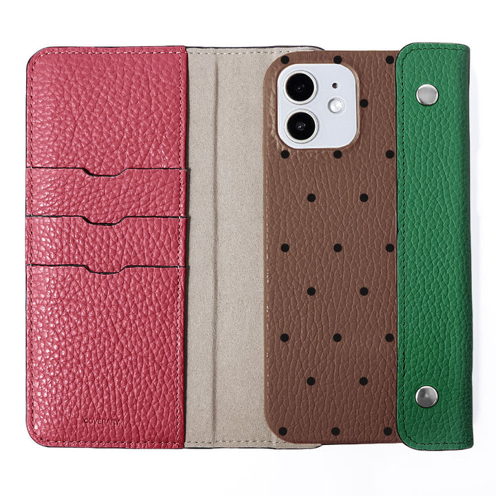 Genuine leather Italian shrink leather half pocket cover with dot pattern back case Google Pixel series