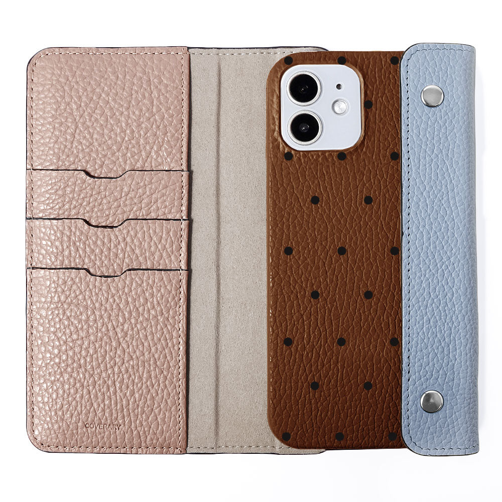 Genuine leather Italian shrink leather half pocket cover with dot pattern back case AQUOS series