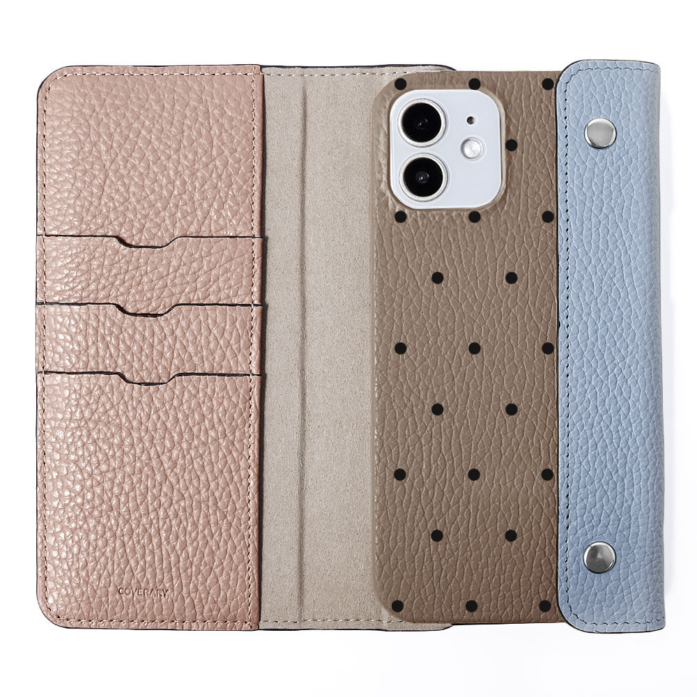 Genuine leather Italian shrink leather half pocket cover with dot pattern back case Google Pixel series