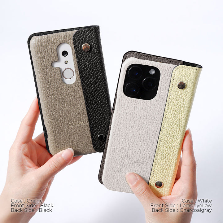 Genuine leather 32 colors Italian shrink leather with half pocket cover back case